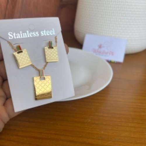 Best Price Gucci Rectangle Pendant With chain and Earrings