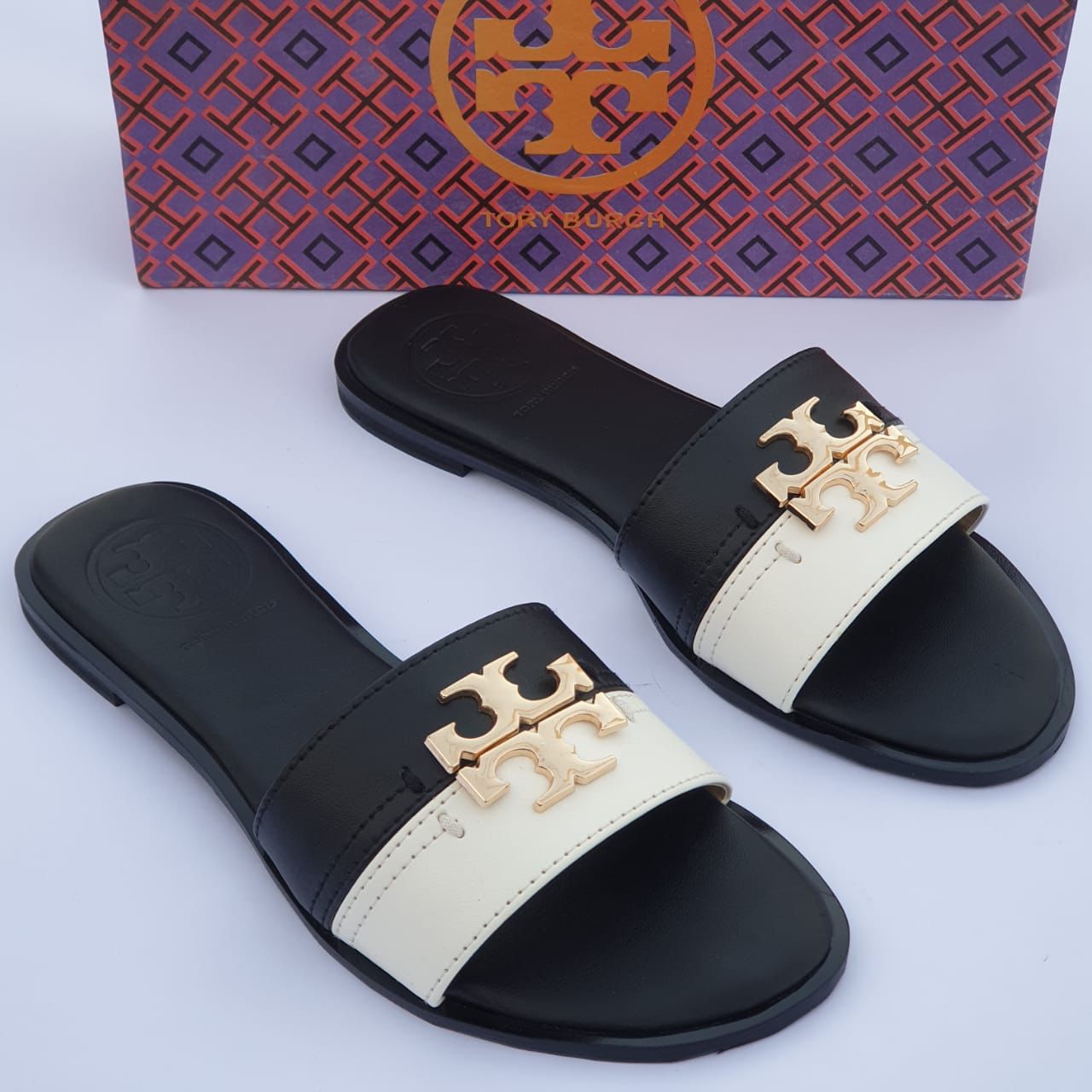 Best Price Tory Burch Two Tone Flat Slippers